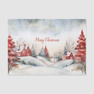Papier Mousseline Red Green Pine Trees Bois