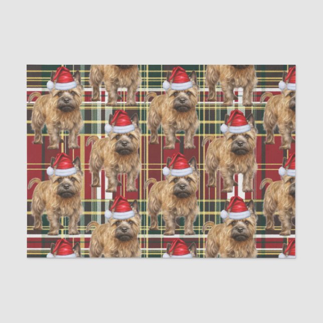 Papier Mousseline Red Green Plaid Cairn Terrier Noël (Recto)