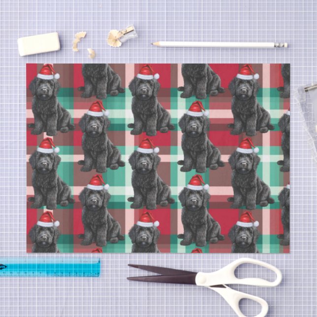 Papier Mousseline Red Green Plaid Labradooda Chien Noël (Artisanat)