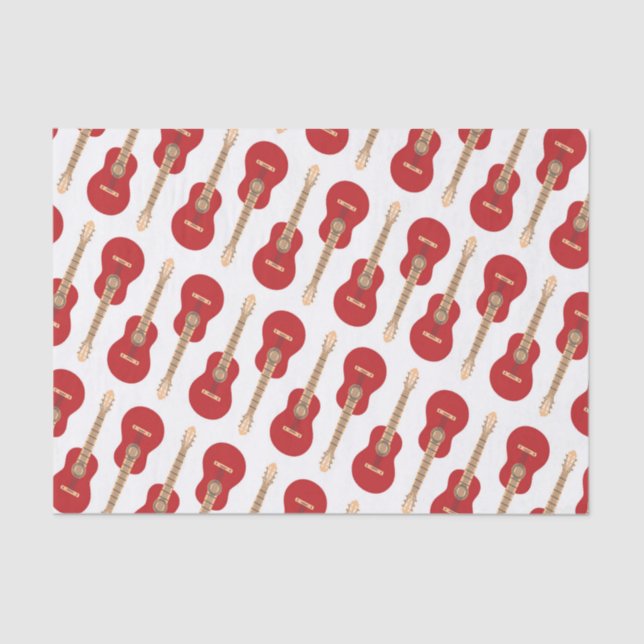 Papier Mousseline Red Guitar Pattern (Recto)