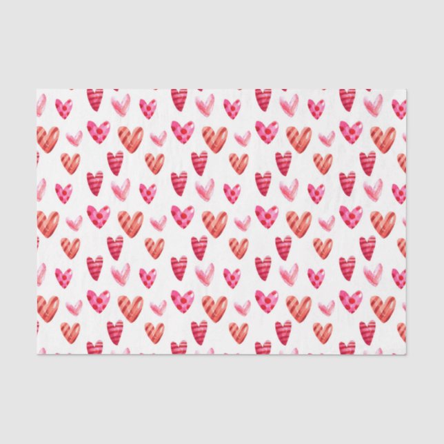 Papier Mousseline Red Hearts (Design 35 Red Series) (Recto)