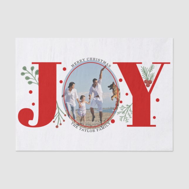 Papier Mousseline Red Joy avec baies photo de Noël (Recto)