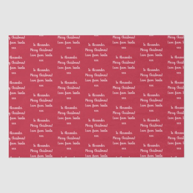 Papier Mousseline Red Love de Père Noël Noël personnalisé (Recto)