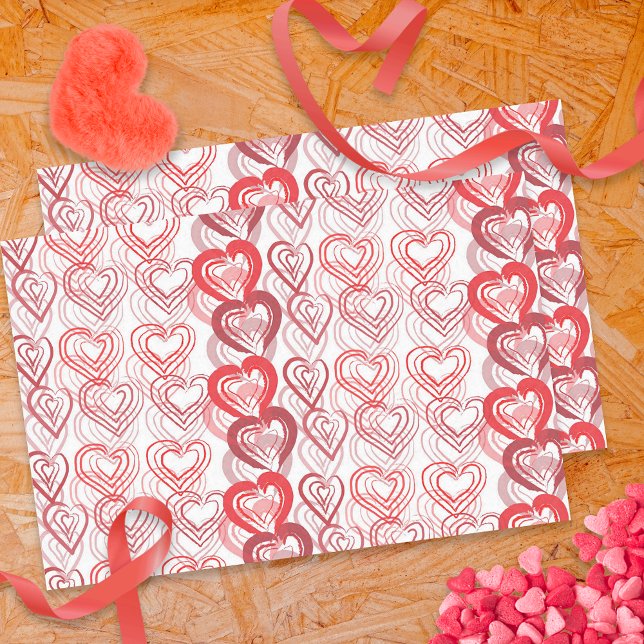 Papier Mousseline Red Love Hearts sur White Valentine's Day (Créateur téléchargé)