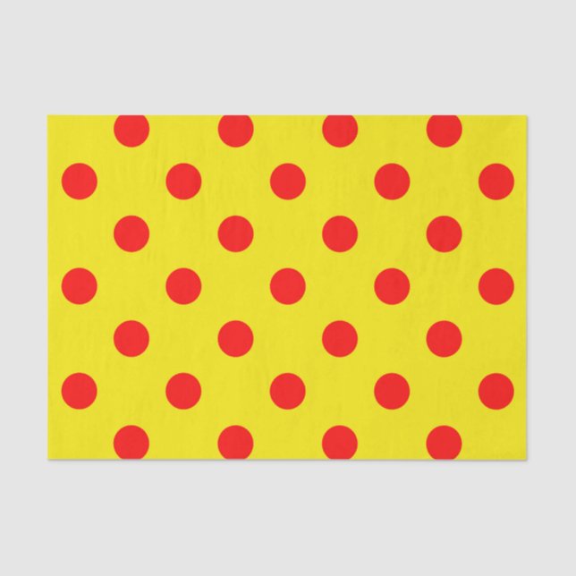 Papier Mousseline Red On Yellow Polka Dots Pattern Design  (Recto)