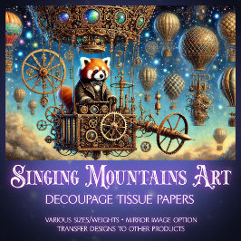 Papier Mousseline Red Panda Whimsical Steampunk Aventure Découpage