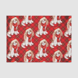 Papier Mousseline Red Plaid Cavalier King Charles Chien Noël