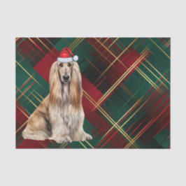 Papier Mousseline Red Plaid Christmas Afghan Hound Dog Holiday