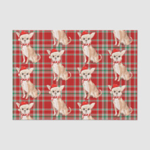 Papier Mousseline Red Plaid et Tan Chihuahua Christmas