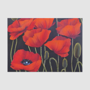 Papier Mousseline Red Poppies Art Plante