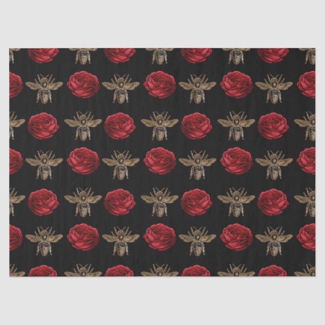 Papier Mousseline Red Rose Bee Series Design 16 papier tissu (Recto)