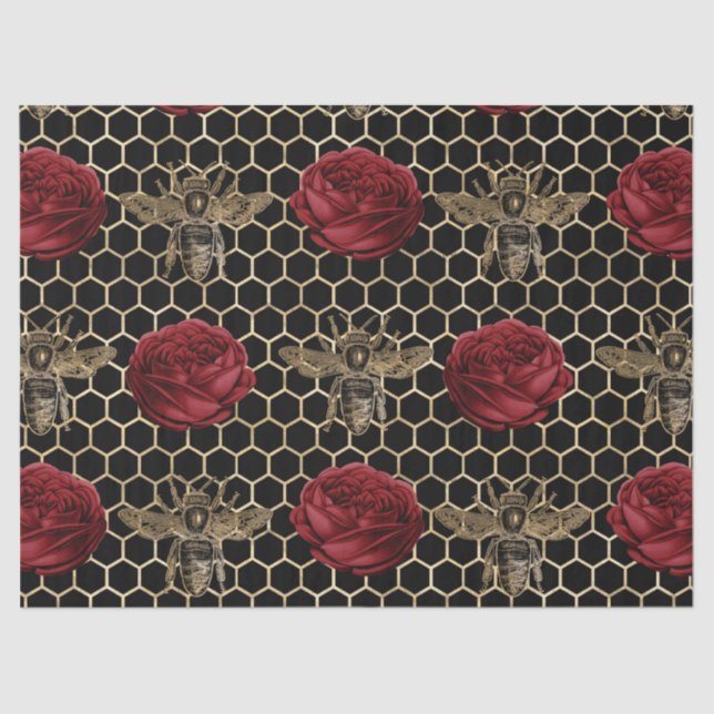 Papier Mousseline Red Rose Bee Series Design 28 (Recto)
