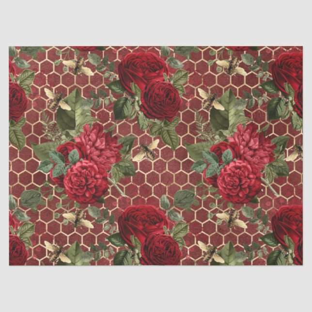 Papier Mousseline Red Rose Bee Series Design 45 (Recto)