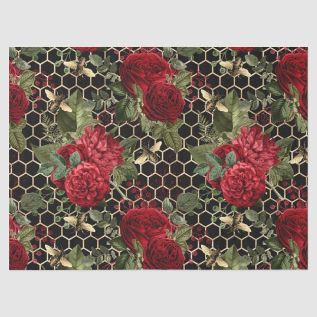 Papier Mousseline Red Rose Bee Series Design 46 (Recto)