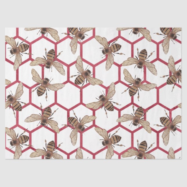 Papier Mousseline Red Rose Bee Series Design 50 (Recto)