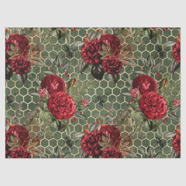 Papier Mousseline Red Rose Bee Series Design 58 (Recto)