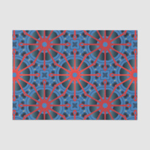 Papier Mousseline Red Scarlet et Blue Indigo Motif ethnique Boho
