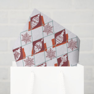 Papier Mousseline Red Snowflakes Motif de Noël