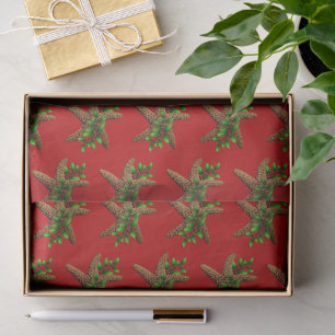 Papier Mousseline Red Starfish n Holly Motif Noël