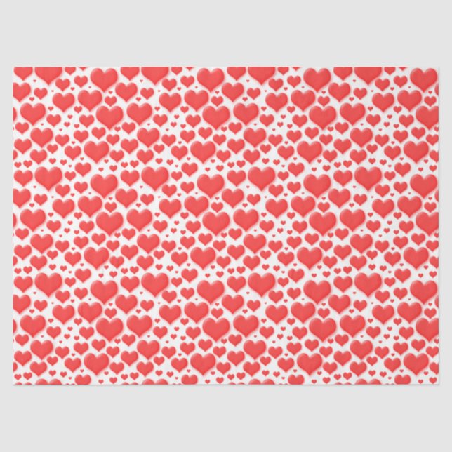 Papier Mousseline Red Valentine Hearts Motif flottant (Recto)