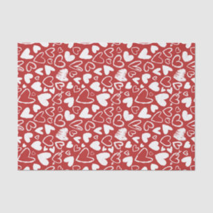 Papier Mousseline Red White Chalk Coeur mignon Motif Saint Valentin