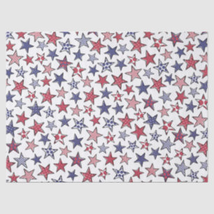 Papier Mousseline Red White et Blue Stars Amérique Patriotique 