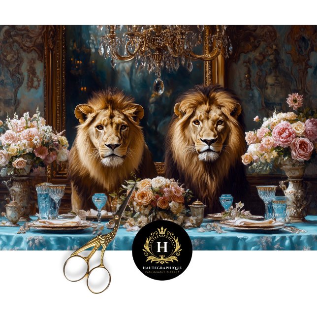 Papier Mousseline Regal Lion Couple Rose Mariage banquet Découpage (Créateur téléchargé)