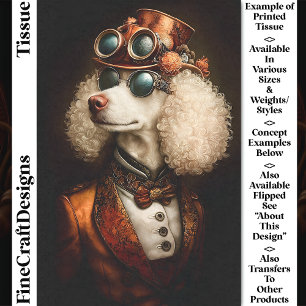 Papier Mousseline Regal White Steampunk Poodle Chien CT8 Découpage
