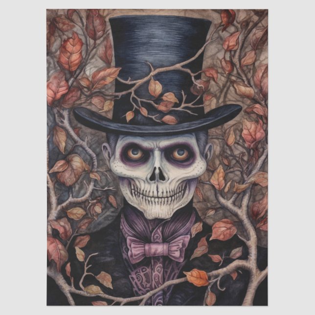 Papier Mousseline Regency Skeleton Gentleman Halloween Decoupage (Recto)