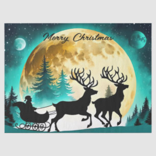 Papier Mousseline Reindeer et Sleigh pleine lune