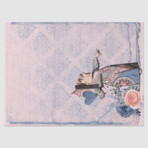 Papier Mousseline Reine des Coeurs Rose et Bleu Découpage