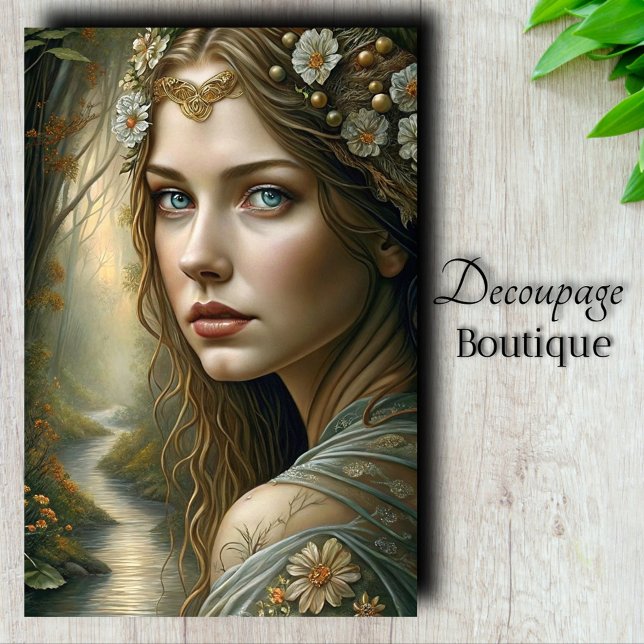 Papier Mousseline Reine des fées de la forêt découpée (Forest Fae Queen Decoupage Tissue Paper)