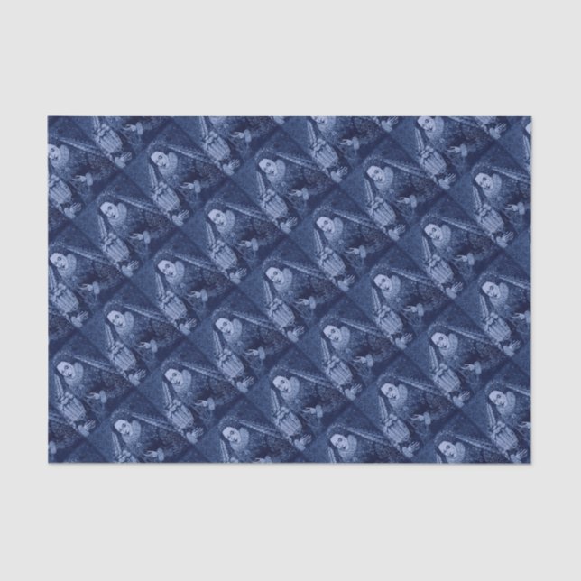 Papier Mousseline Reine Elizabeth I en imprimé bleu (Recto)