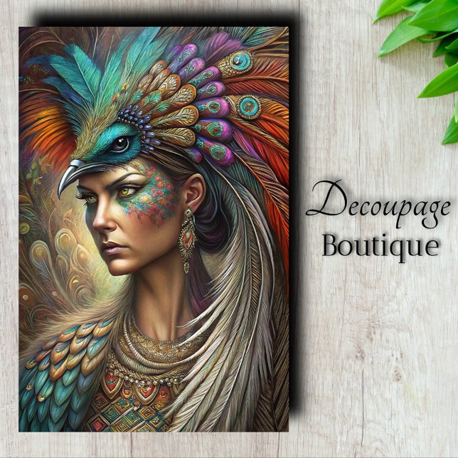 Papier Mousseline Reine Paon Découpage (Peacock Queen Decoupage Tissue Paper)