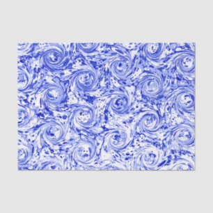 Papier Mousseline Remous bleus abstraits marbrés de blanc de la