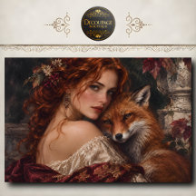 Renard d'automne et découpage de jeune fille
