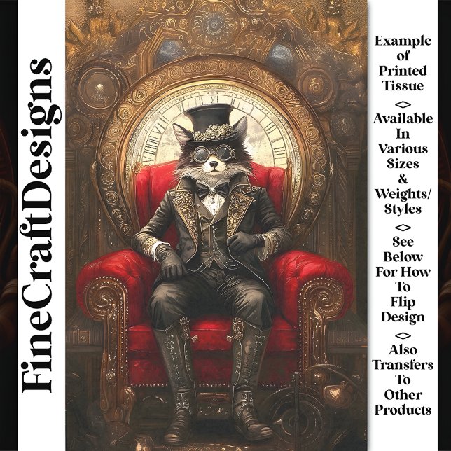 Papier Mousseline Renard Steampunk Sur Trône AC1 Découpage (Créateur téléchargé)