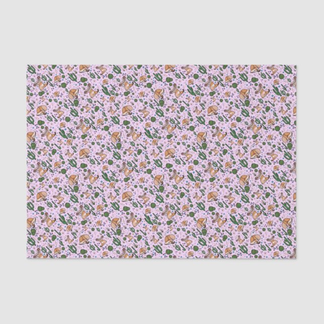 Papier Mousseline Renards de fennec en rose (Recto)