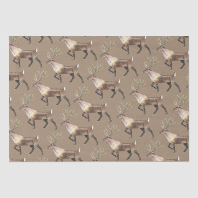 Papier Mousseline Rendeer rustique Kraft Woodland (Recto)