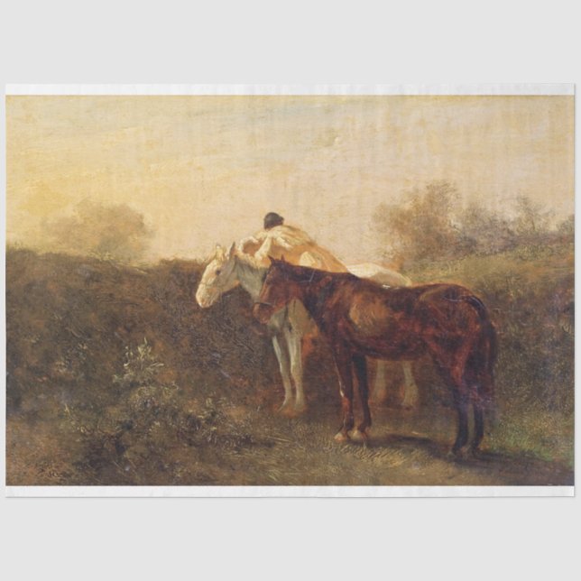 Papier Mousseline Rendez-vous rural (Baiser romantique à cheval) (Recto)