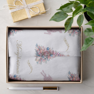 Papier Mousseline Renne en diamant rose pastel Noël