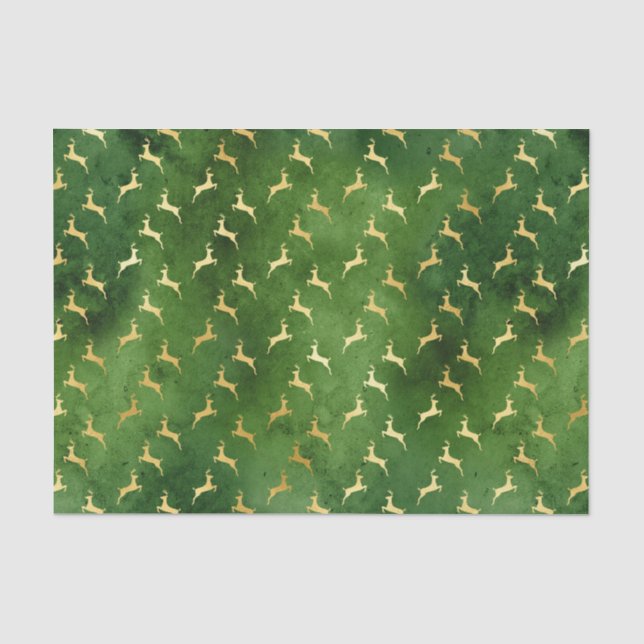 Papier Mousseline Rennes d'or sur Vert foncé (Recto)