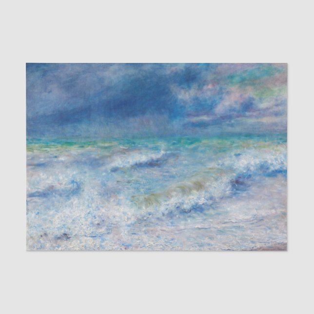 Papier Mousseline Renoir Seascape. Impressionnisme nautique bleu. Me (Recto)