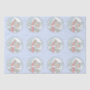 Papier Mousseline Repas de Noël des cardinaux bleu
