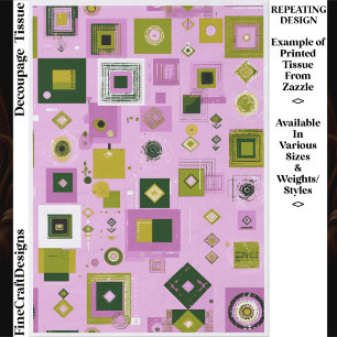 Papier Mousseline Répétition du motif moderne rose et vert ET6 décou