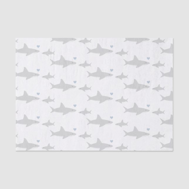 Papier Mousseline Requins mignons | Papier de tissus Baby shower (Recto)