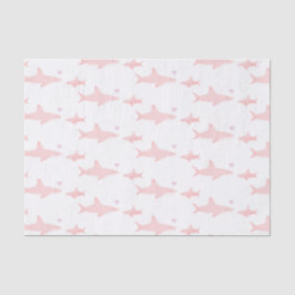 Papier Mousseline Requins mignons rose blanc | Papier de tissus Baby