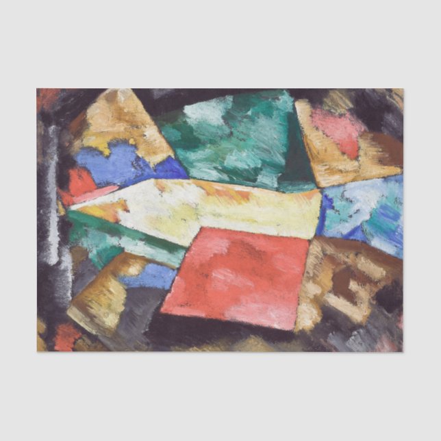 Papier Mousseline Résumé bleu jaune et vert par Marsden Hartley (Recto)