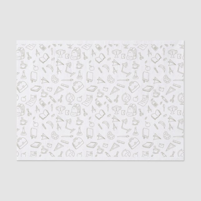 Papier Mousseline Retour à l'école Cartoonish Icons amusant (Recto)