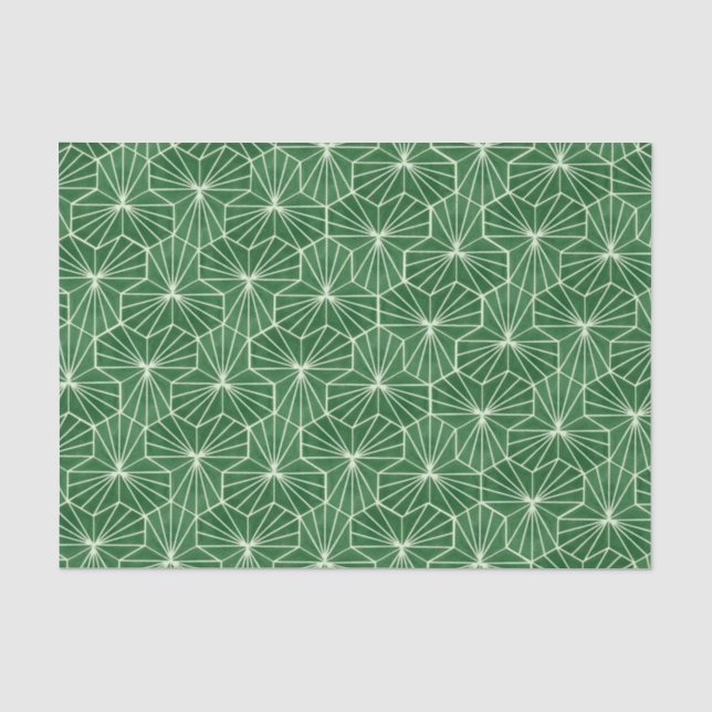 Papier Mousseline Retro Art Deco Lime Green Geometric Pattern (Recto)